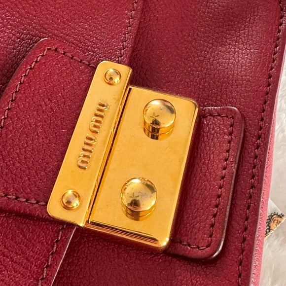 Authentic Miu Miu Red Madras Leather Crossbody Bag - Picture 5 of 12